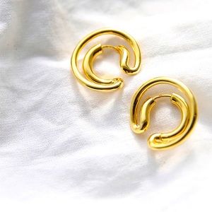 Moon shaped Gold Hoops